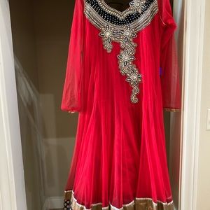 New Red/Navy blue 3pc Anarkali Dress IX/18